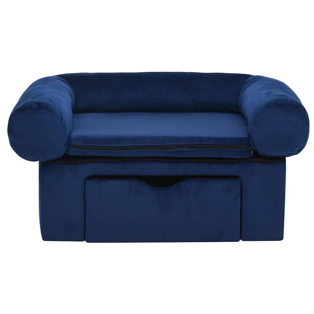 Dog sofa with drawer blue 75x50x38 cm plush
