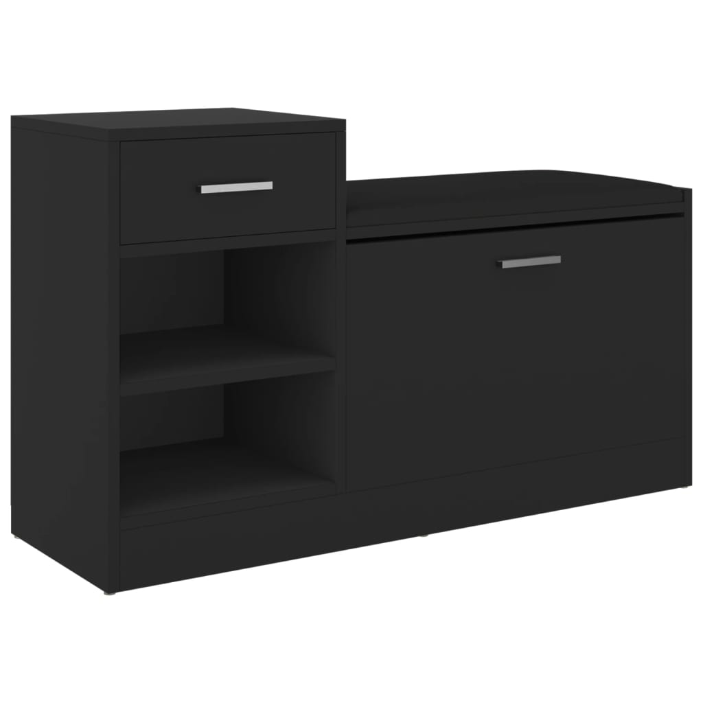 Shoe bench black 94.5x31x57 cm wood material