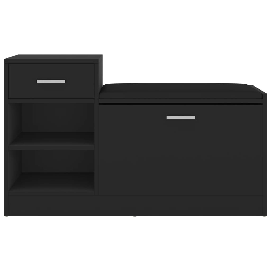 Shoe bench black 94.5x31x57 cm wood material