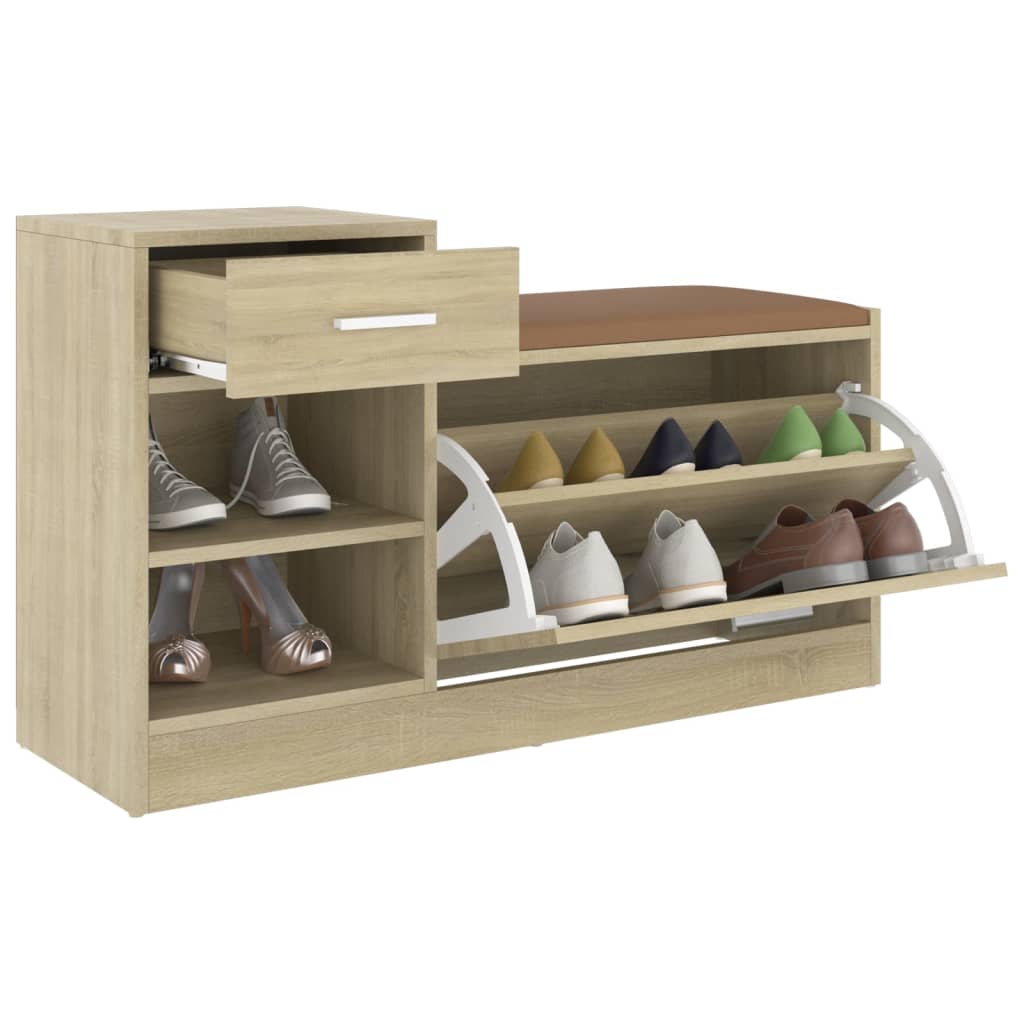 Shoe bench Sonoma oak 94.5x31x57 cm wood material