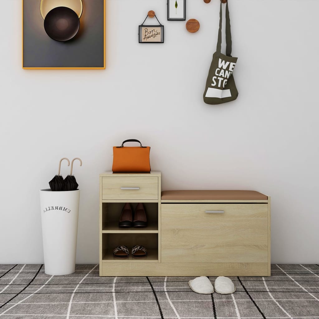 Shoe bench Sonoma oak 94.5x31x57 cm wood material