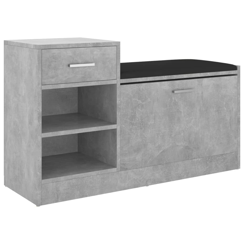 Shoe bench concrete grey 94.5x31x57 cm wood material