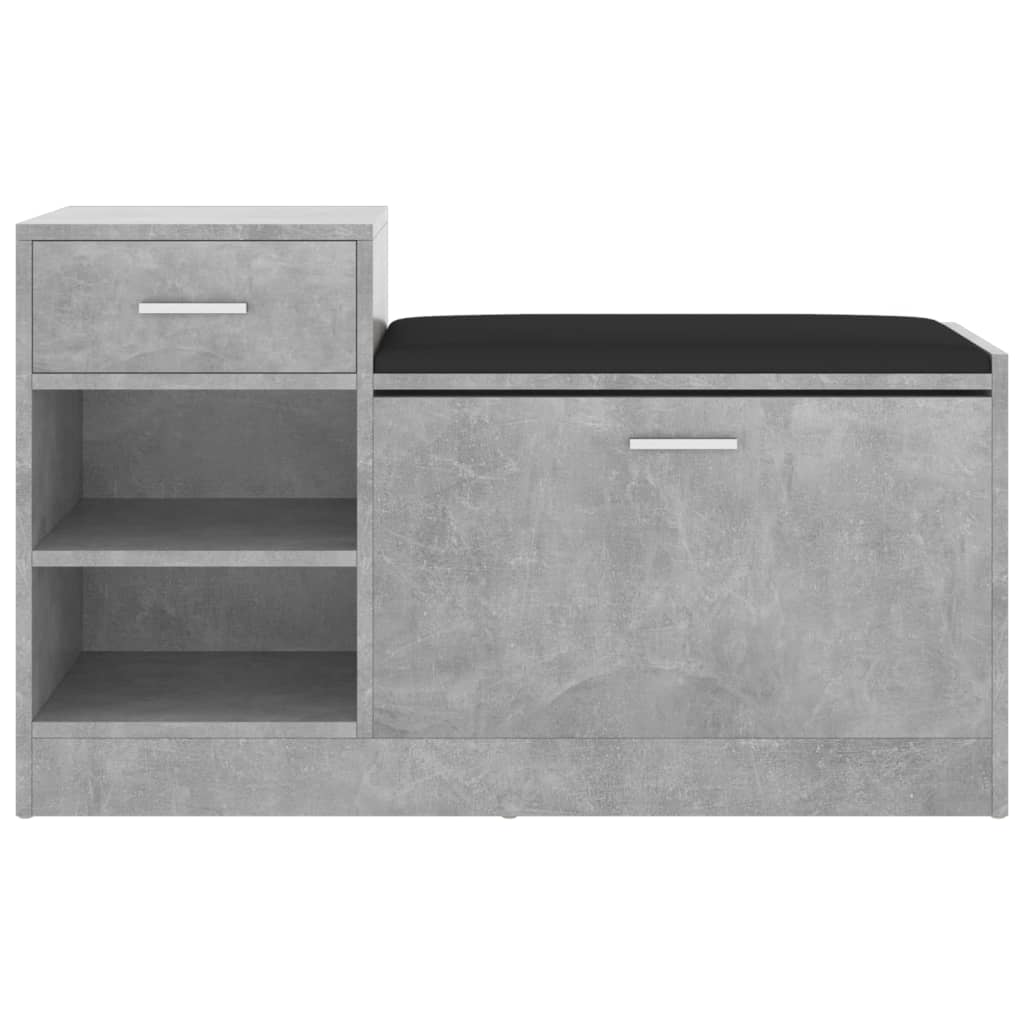 Shoe bench concrete grey 94.5x31x57 cm wood material
