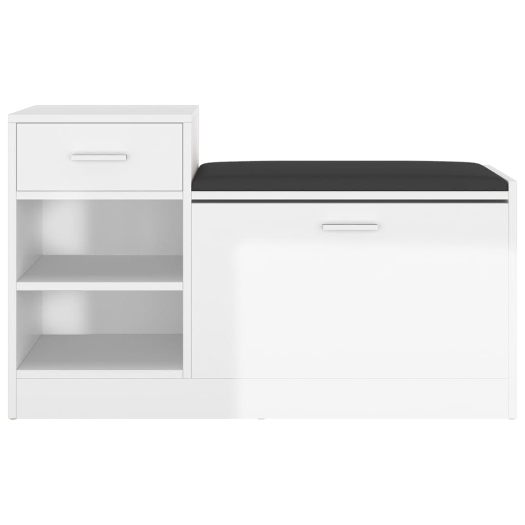 Shoe bench high-gloss white 94.5x31x57 cm wood-based material