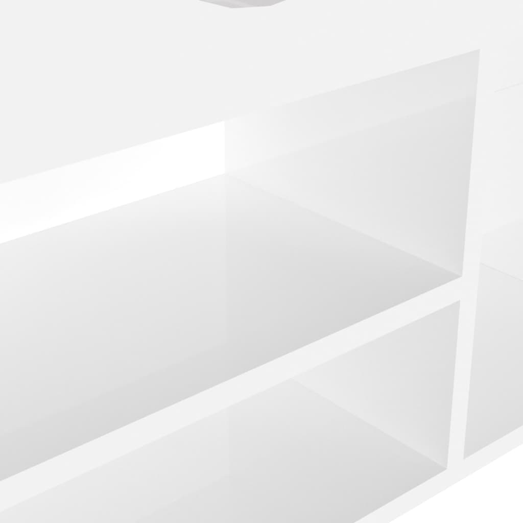 Shoe bench with cushion high-gloss white 104x30x49 cm wood material