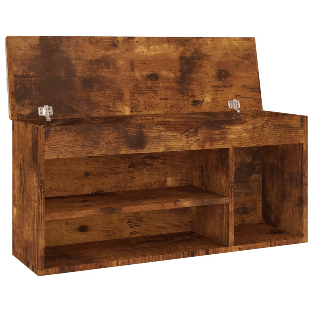 Shoe bench with cushion smoked oak 104x30x49 cm wood material