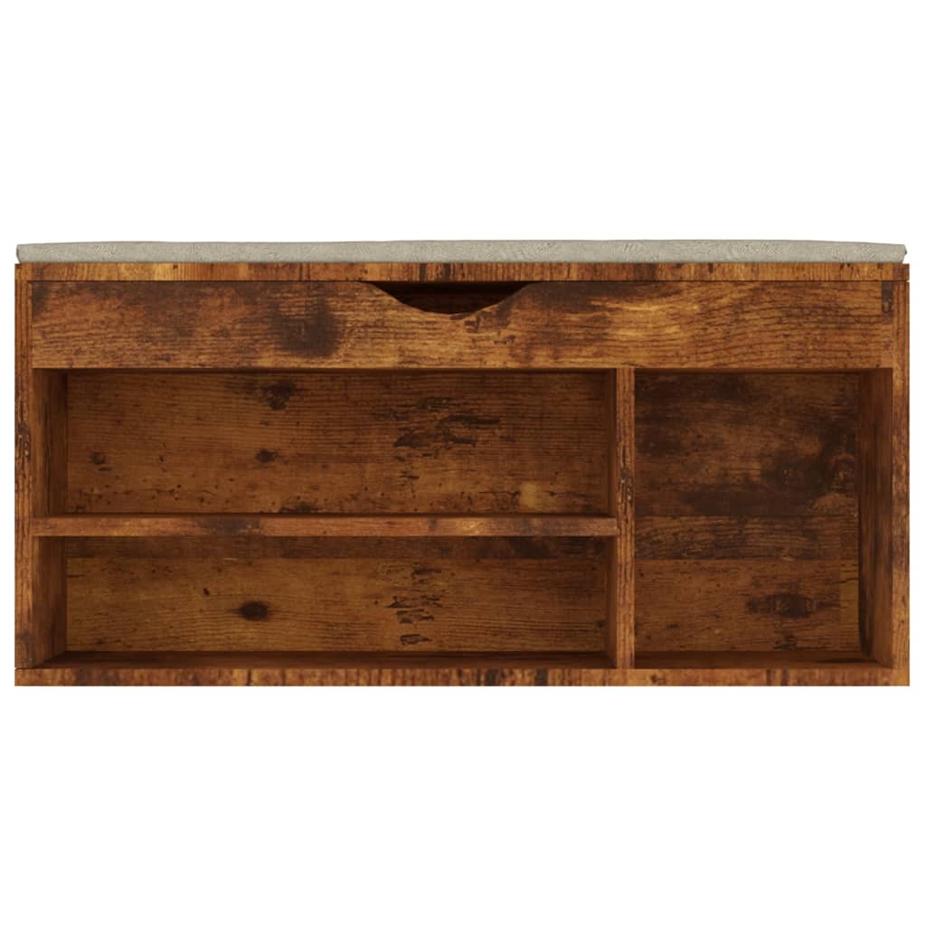 Shoe bench with cushion smoked oak 104x30x49 cm wood material