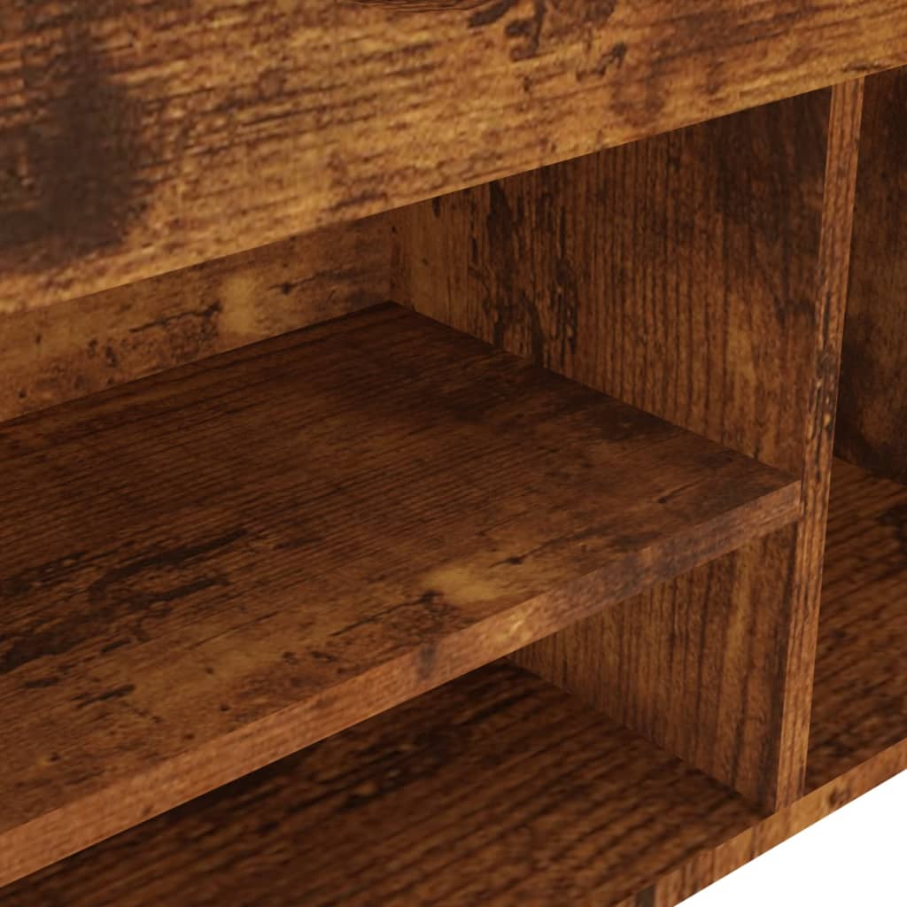 Shoe bench with cushion smoked oak 104x30x49 cm wood material