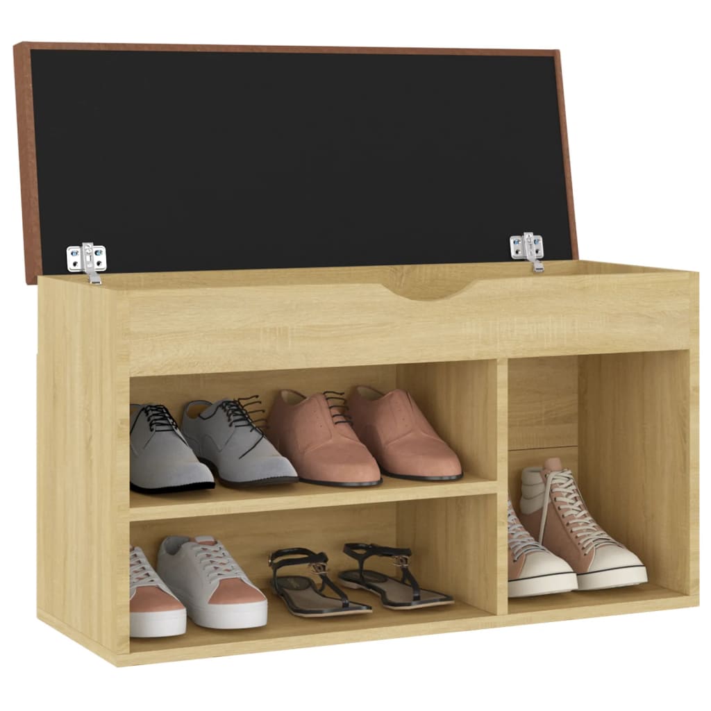 Shoe bench with cushion Sonoma oak 80x30x47 cm wood material