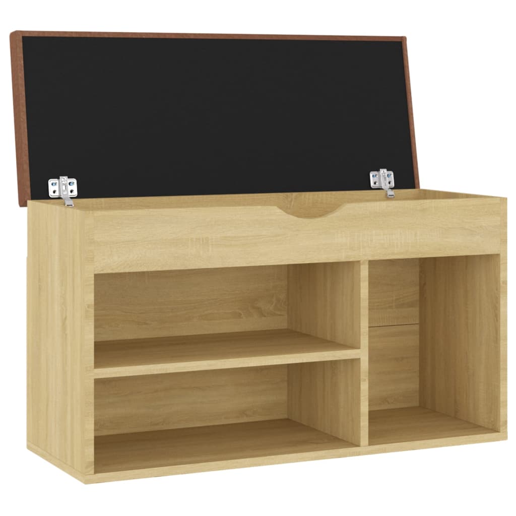 Shoe bench with cushion Sonoma oak 80x30x47 cm wood material