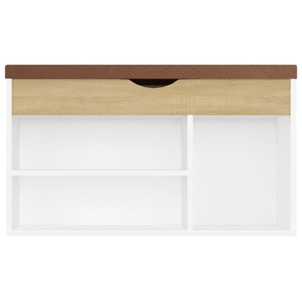 Shoe bench with cushion white Sonoma oak 80x30x47cm wood material