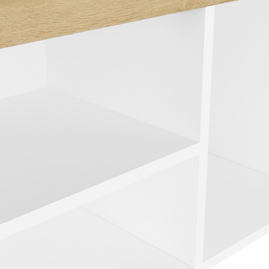 Shoe bench with cushion white Sonoma oak 80x30x47cm wood material