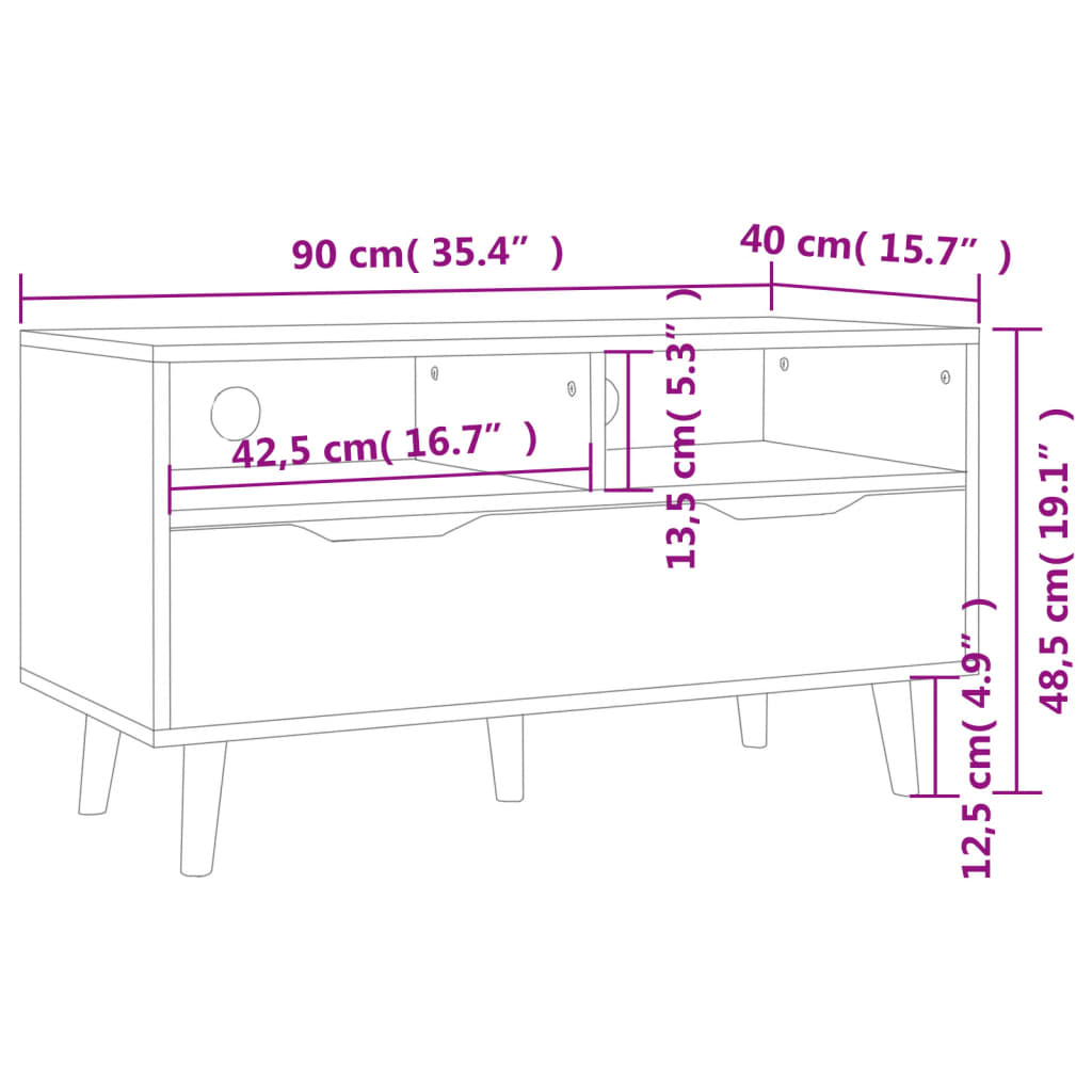 TV-Schrank Hochglanz-Schwarz 90x40x48,5 cm Holzwerkstoff