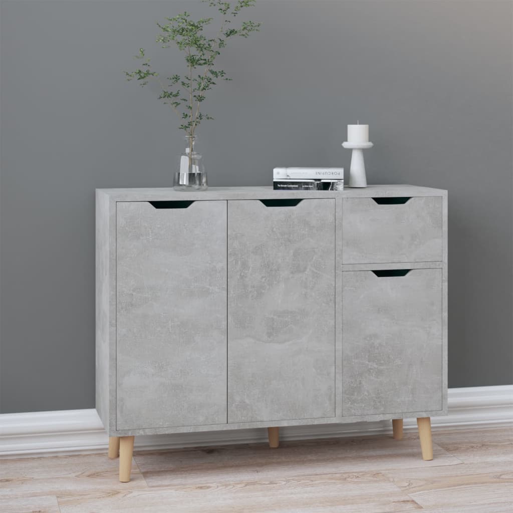 Sideboard concrete grey 90x30x72 cm wood material