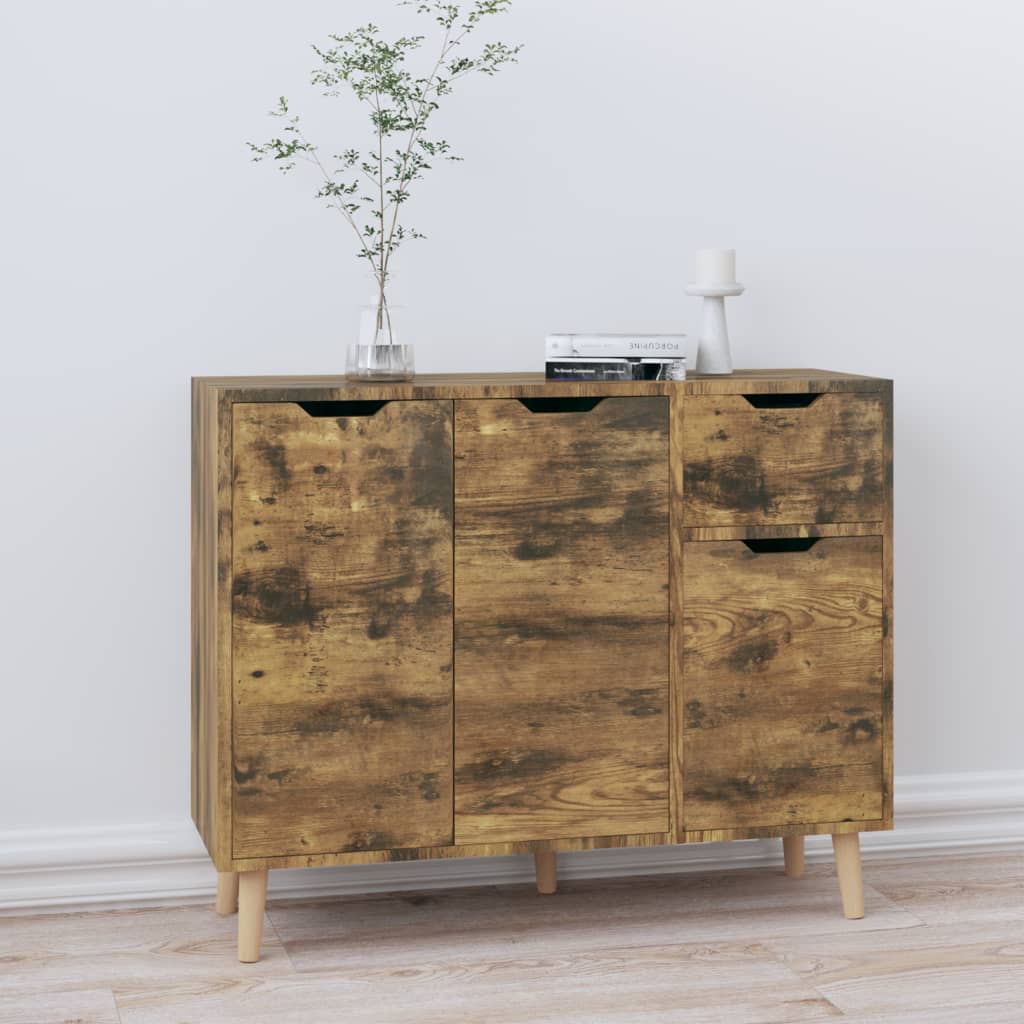 Sideboard smoked oak 90x30x72 cm wood material
