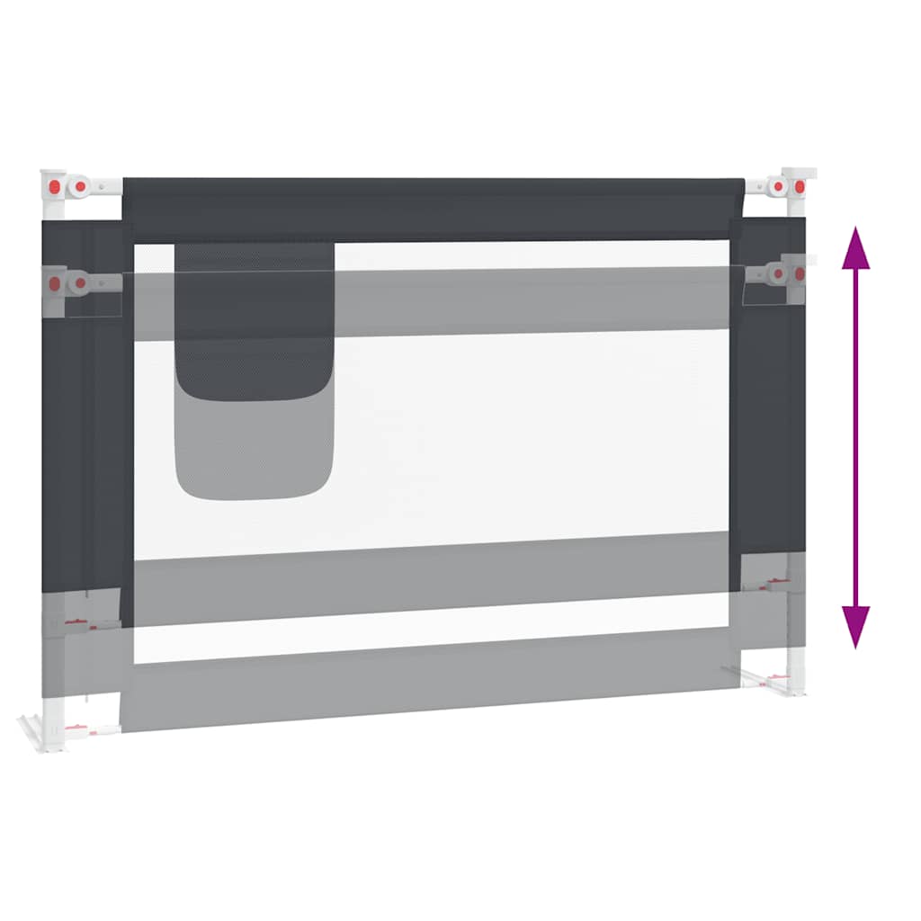 Toddler bed guard dark grey 100x25 cm fabric