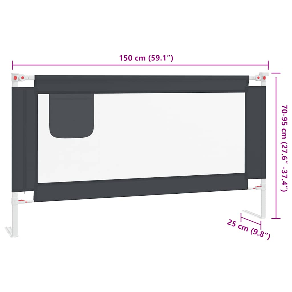 Kleinkind-Bettschutzgitter Dunkelgrau 150x25 cm Stoff