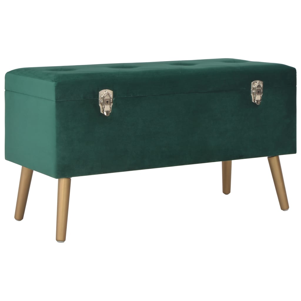 Bank mit Staufach 80 cm Grün Samt