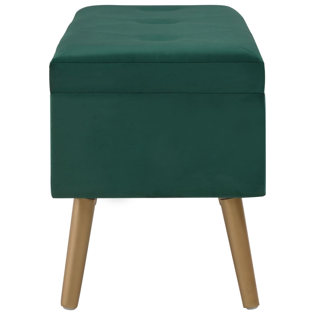 Bench with storage compartment 80 cm green velvet