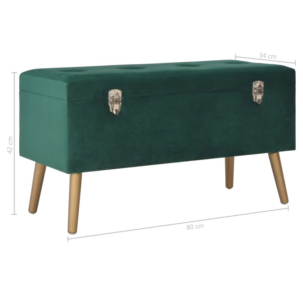 Bench with storage compartment 80 cm green velvet