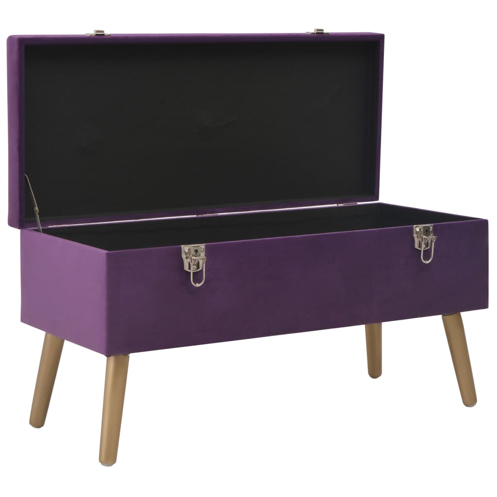 Bench with storage space 80 cm purple velvet