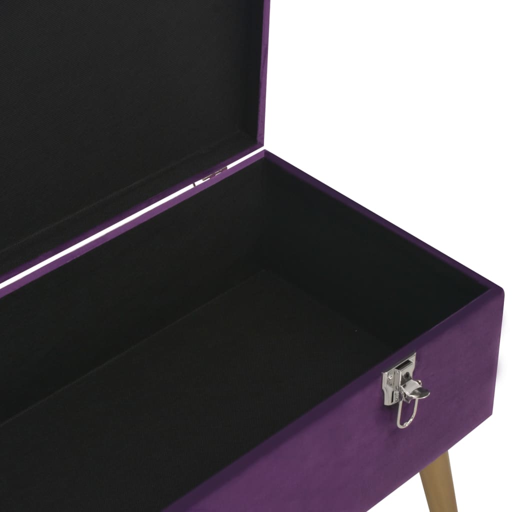 Bench with storage space 80 cm purple velvet