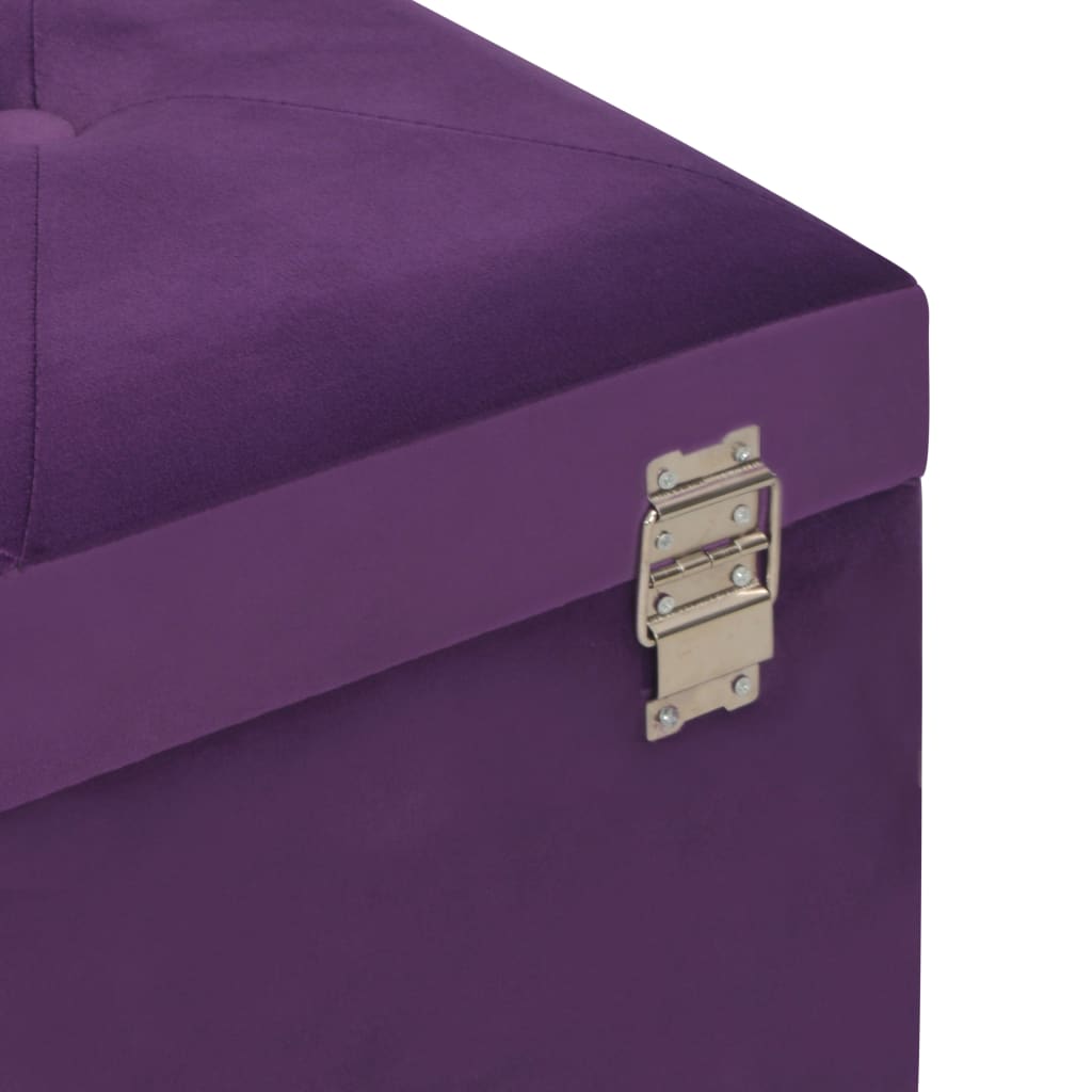 Bench with storage space 80 cm purple velvet