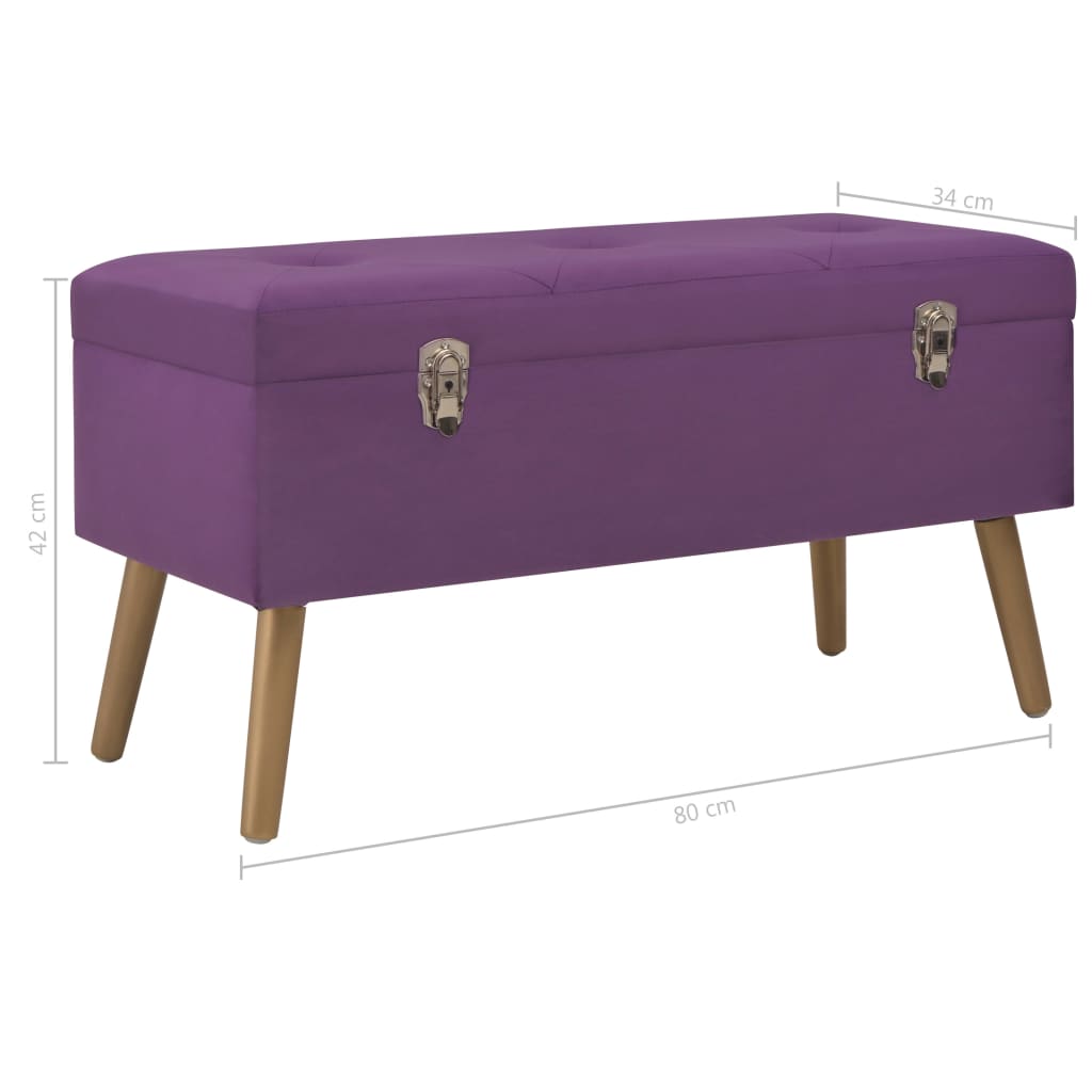Bench with storage space 80 cm purple velvet