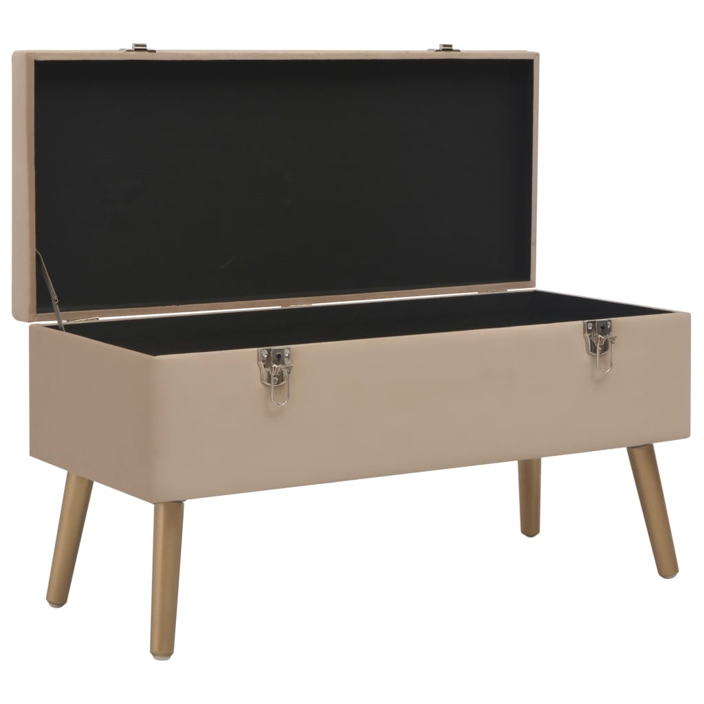 Bench with storage space 80 cm beige velvet
