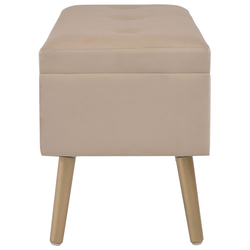 Bench with storage space 80 cm beige velvet