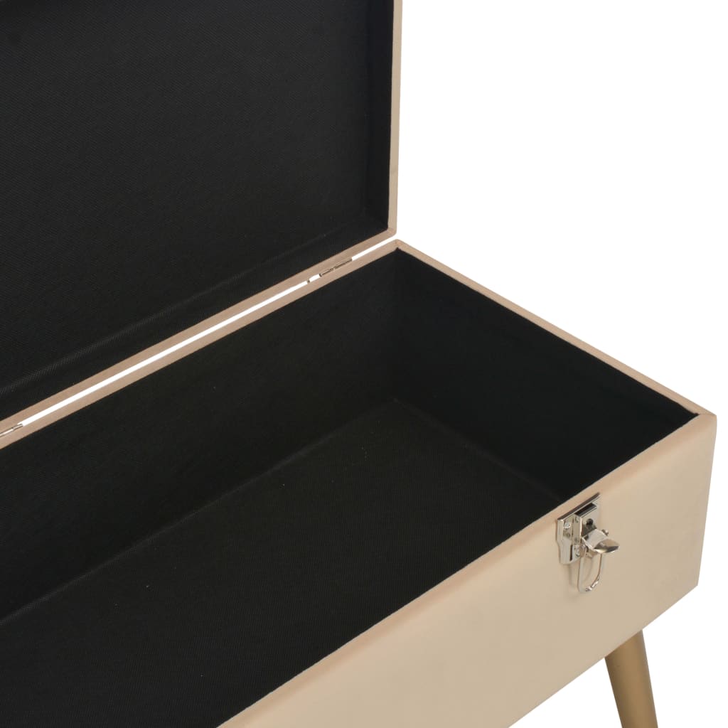 Bench with storage space 80 cm beige velvet