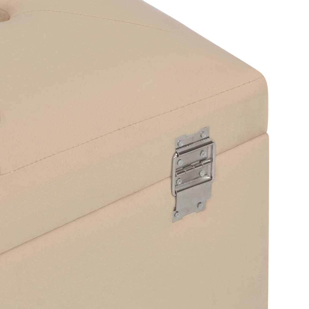 Bench with storage space 80 cm beige velvet