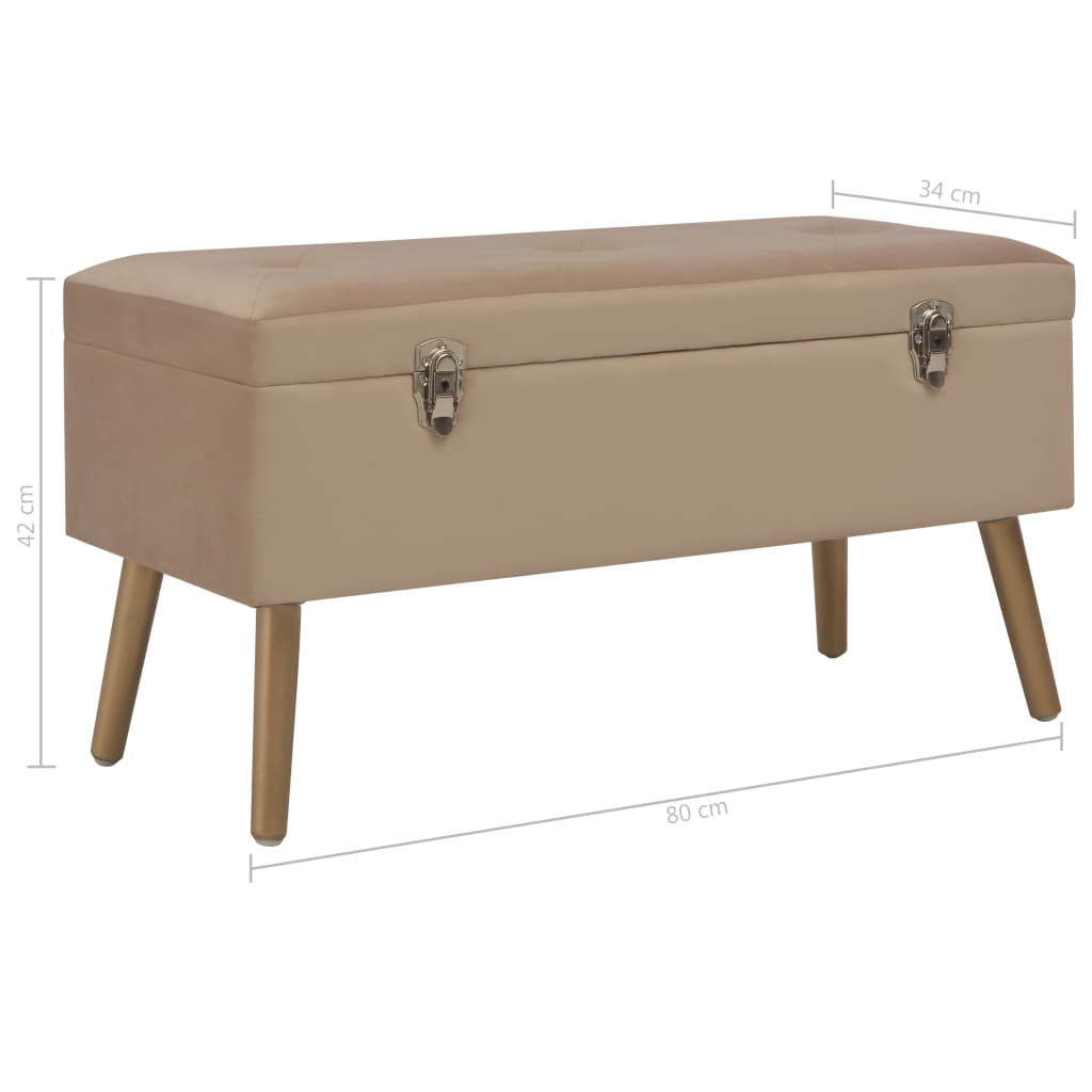 Bench with storage space 80 cm beige velvet