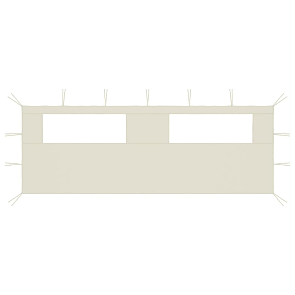 Pavillon-Seitenwand mit Fenstern 6x2 m Creme