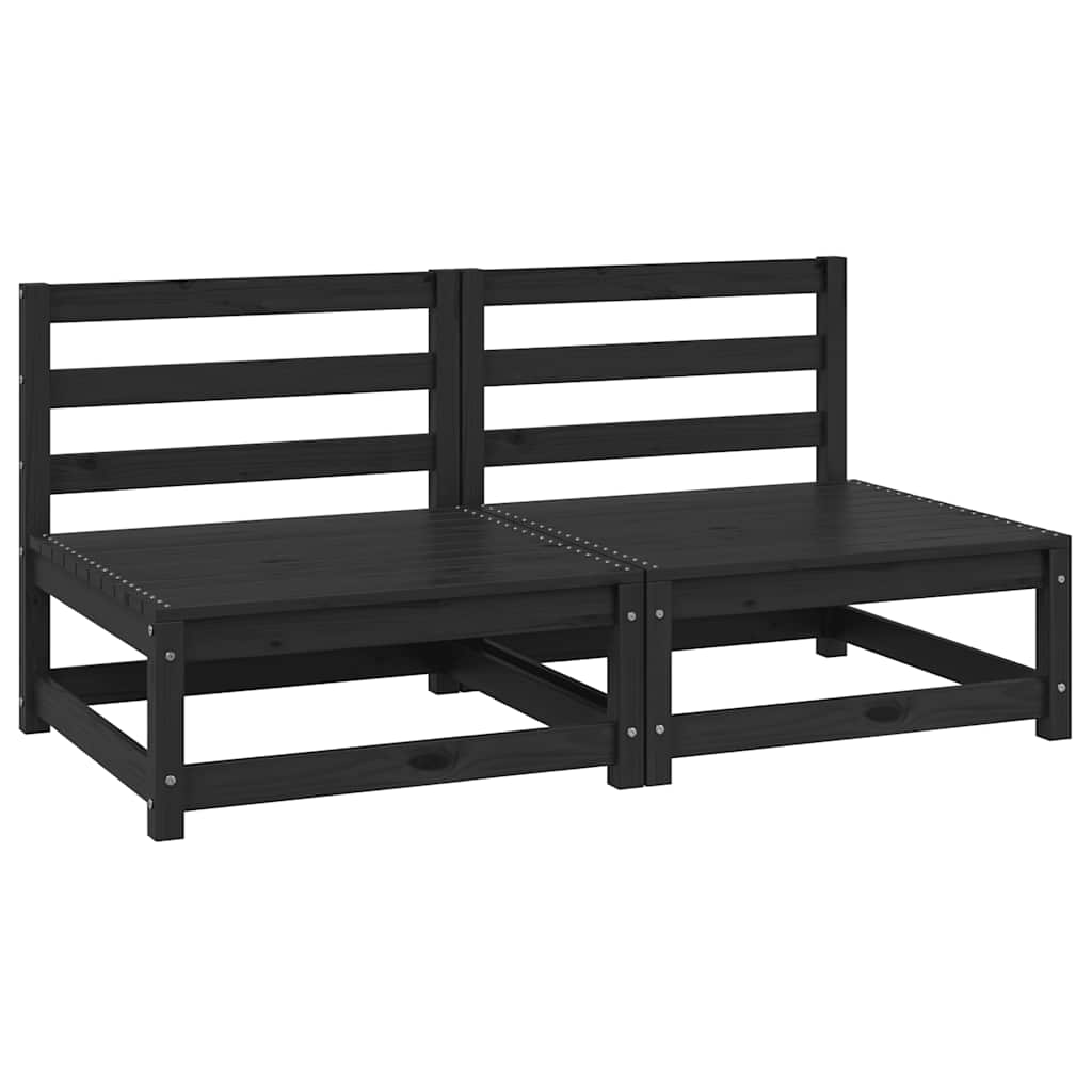 Garten-Mittelsofas 2 Stk. Schwarz Kiefer Massivholz