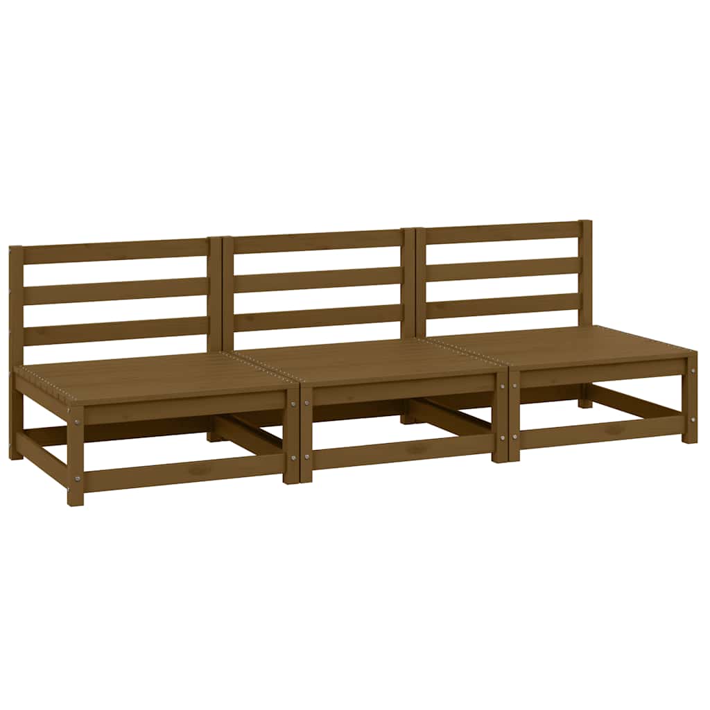 Garten-Mittelsofas 3 Stk. Honigbraun Massivholz Kiefer