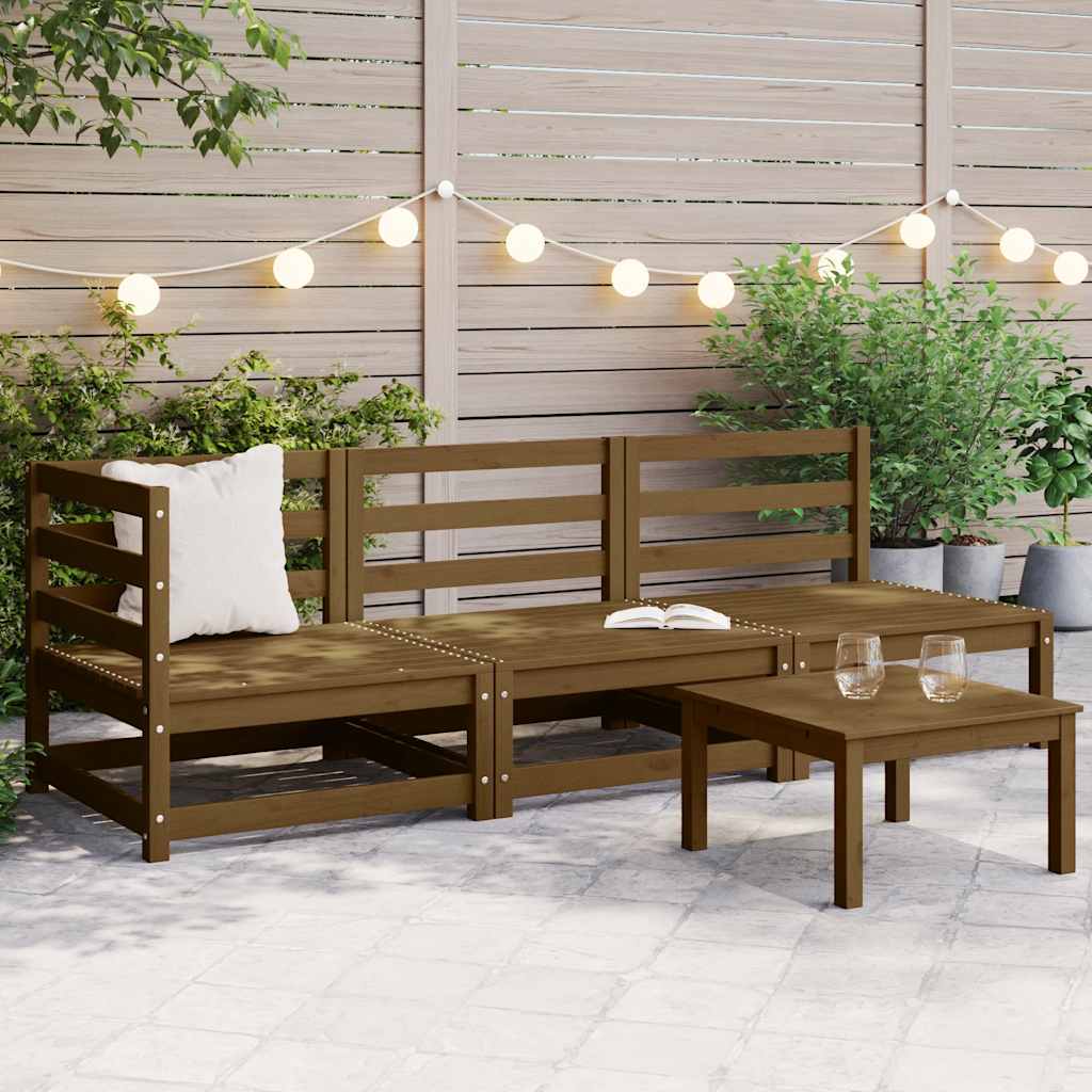 3-tlg. Garten-Lounge-Set Honigbraun Massivholz Kiefer