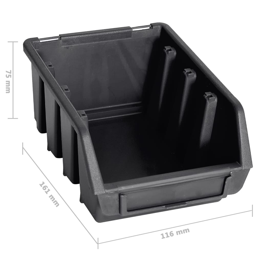 96-piece container set for small parts with wall plates, red and black
