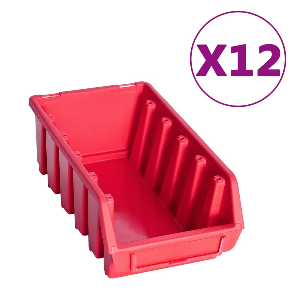 80-piece container set for small parts with wall plates, red and black