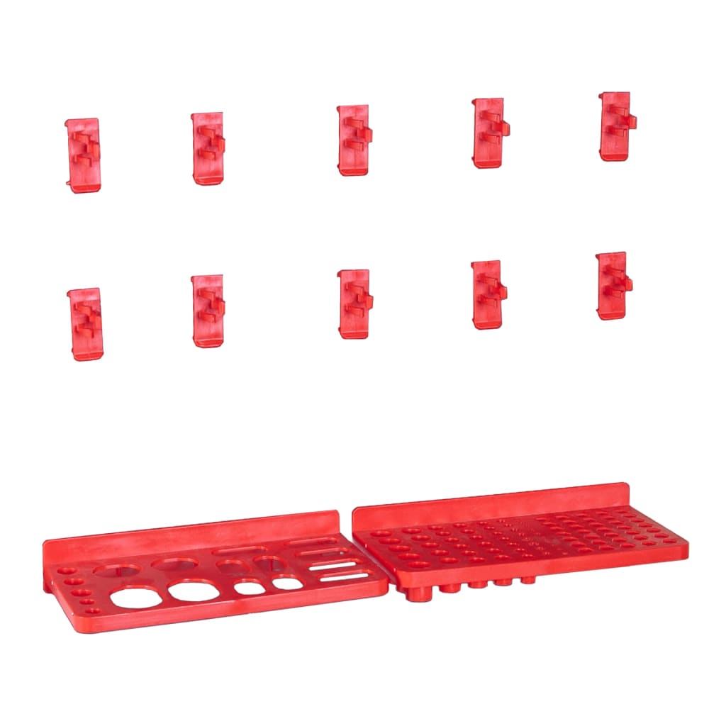 80-piece container set for small parts with wall plates, red and black