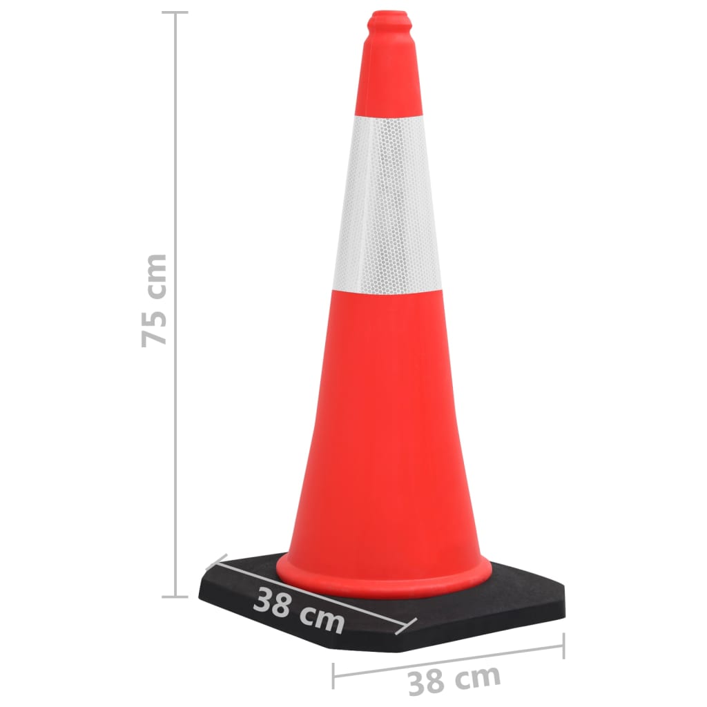 Reflective traffic cones with heavy base, 4 pieces, 75 cm