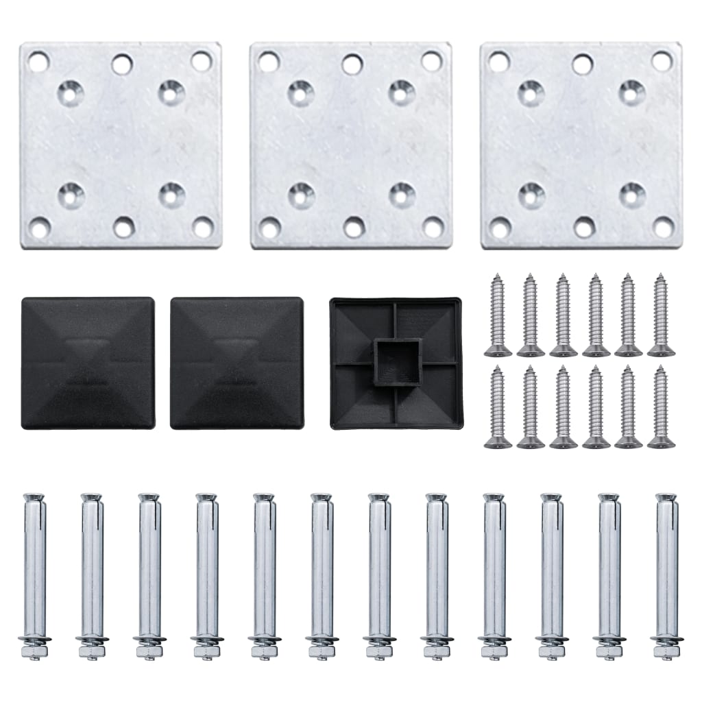 Zaunelement Set WPC 353x146 cm Schwarz