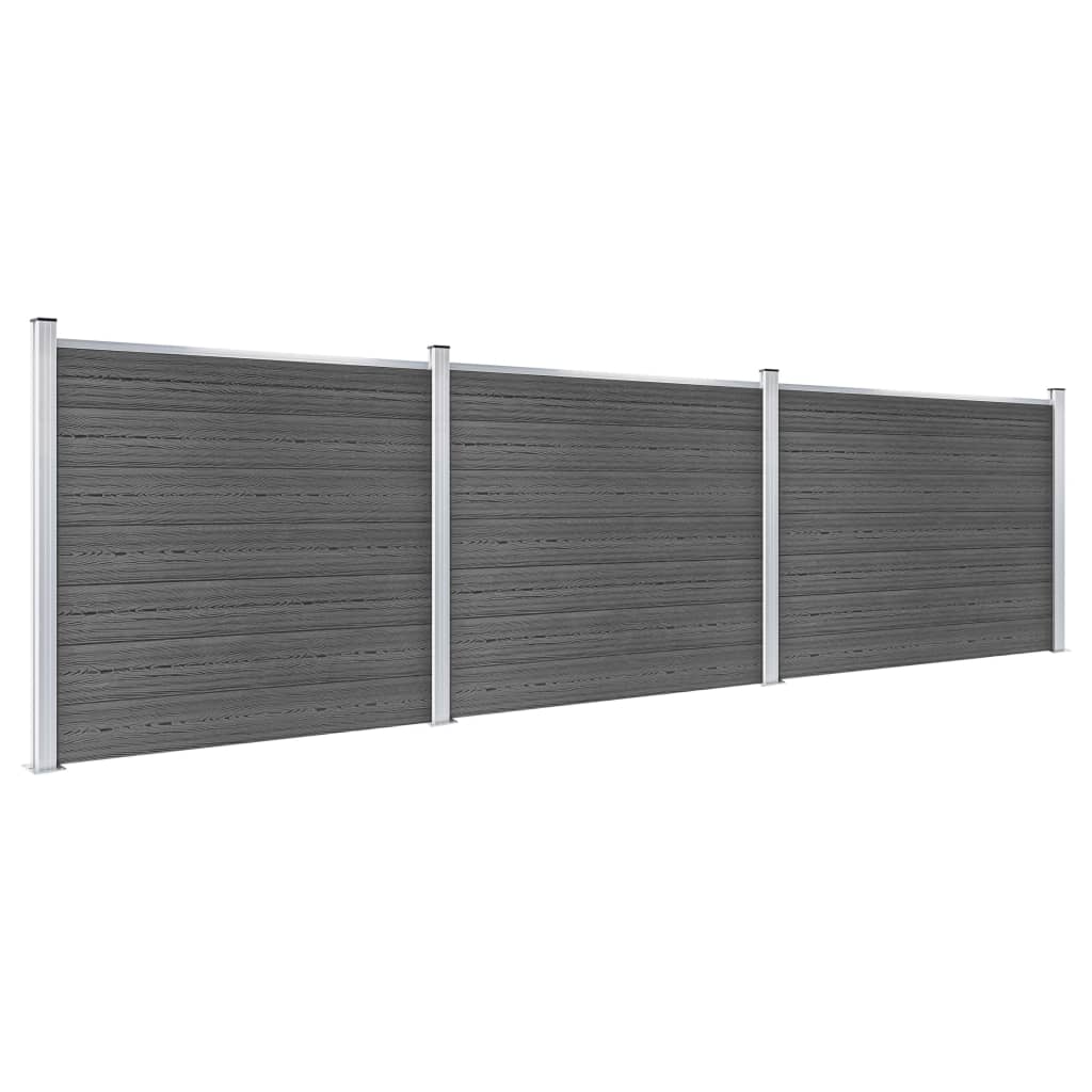 Zaunelement Set WPC 526x146 cm Schwarz