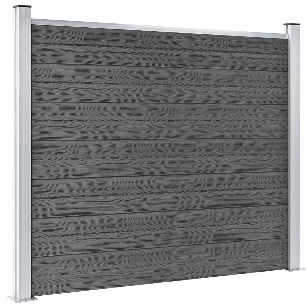 Zaunelement Set WPC 526x146 cm Schwarz