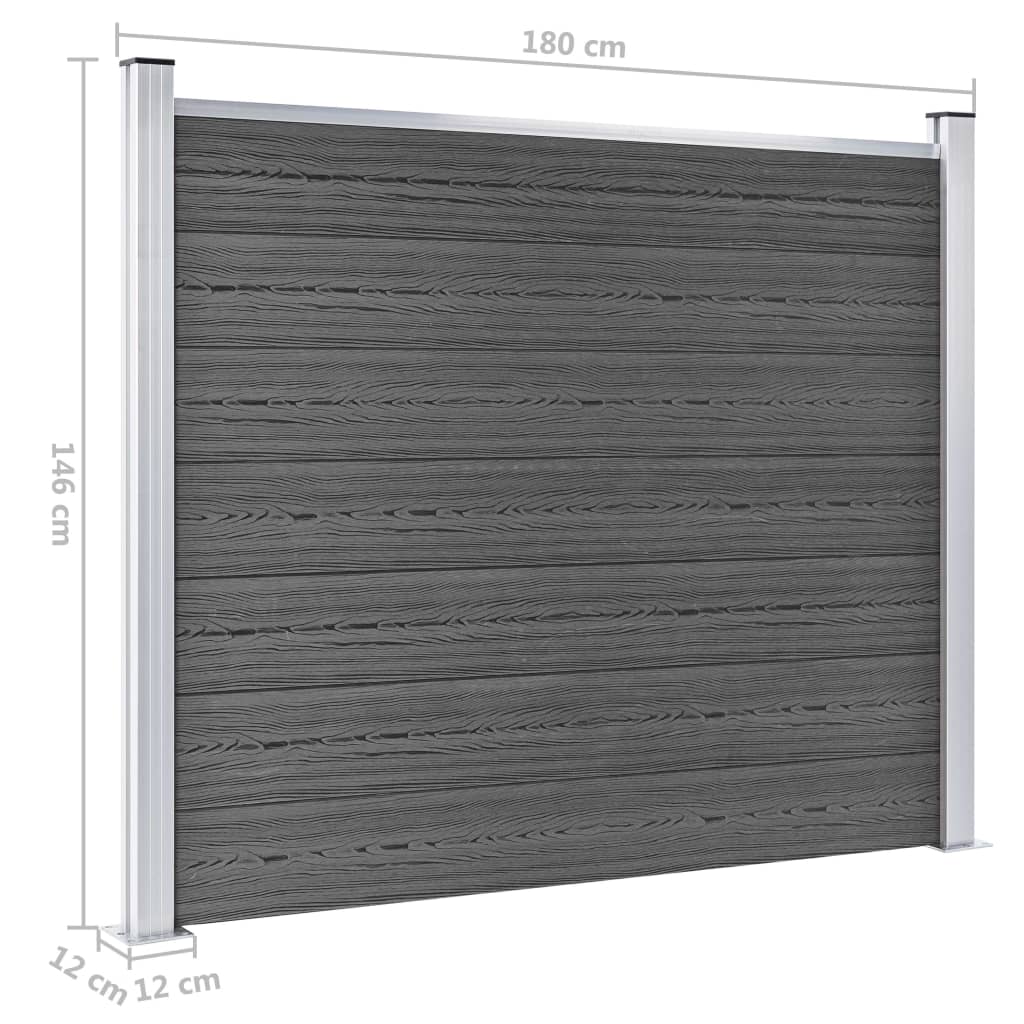 Zaunelement Set WPC 699x146 cm Schwarz