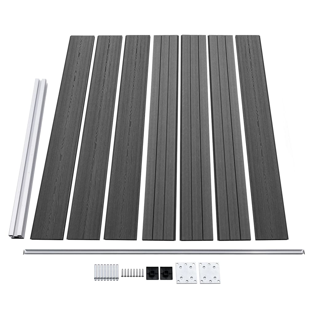 Zaunelement Set WPC 699x146 cm Schwarz