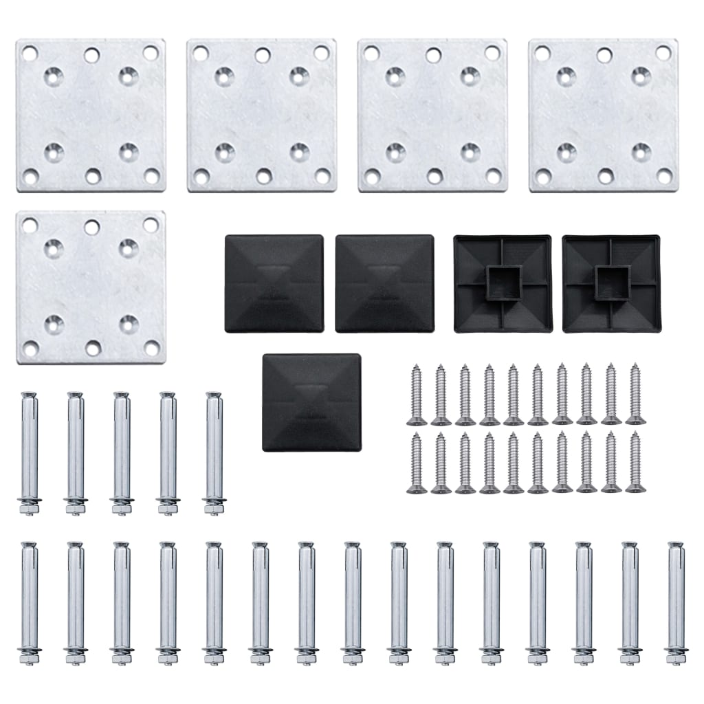 Zaunelement Set WPC 699x146 cm Schwarz