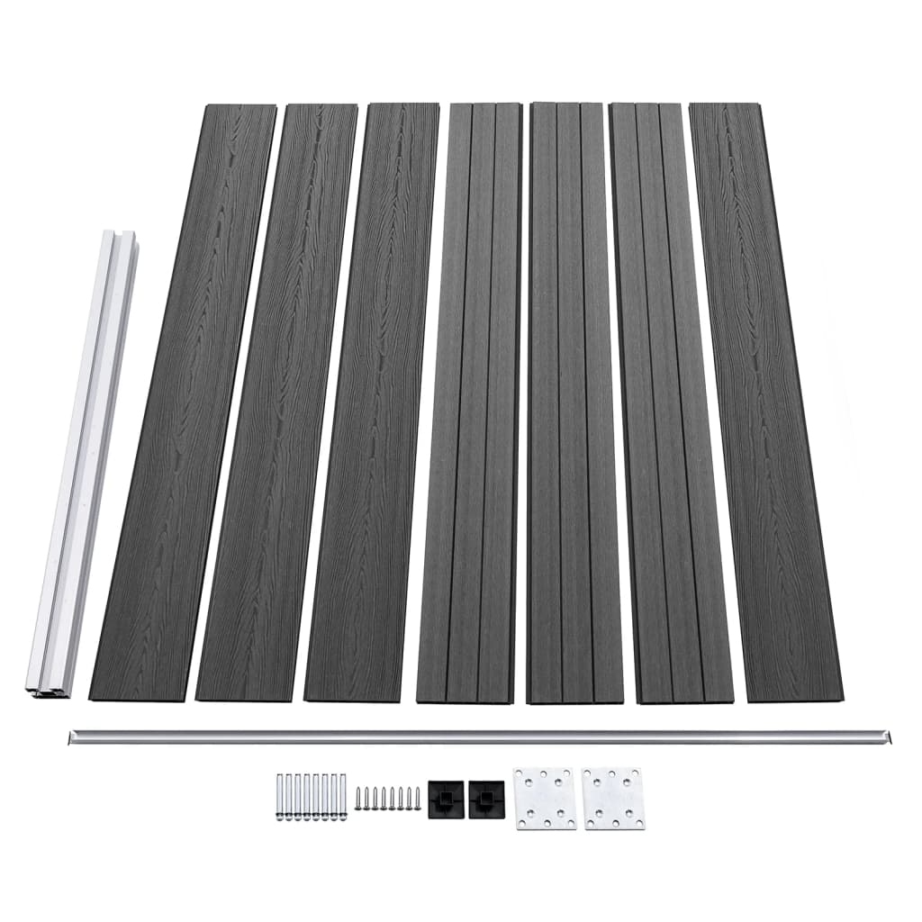 Zaunelement Set WPC 872x146 cm Schwarz