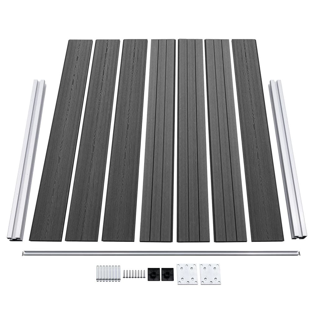Zaunelement Set WPC 872x146 cm Schwarz