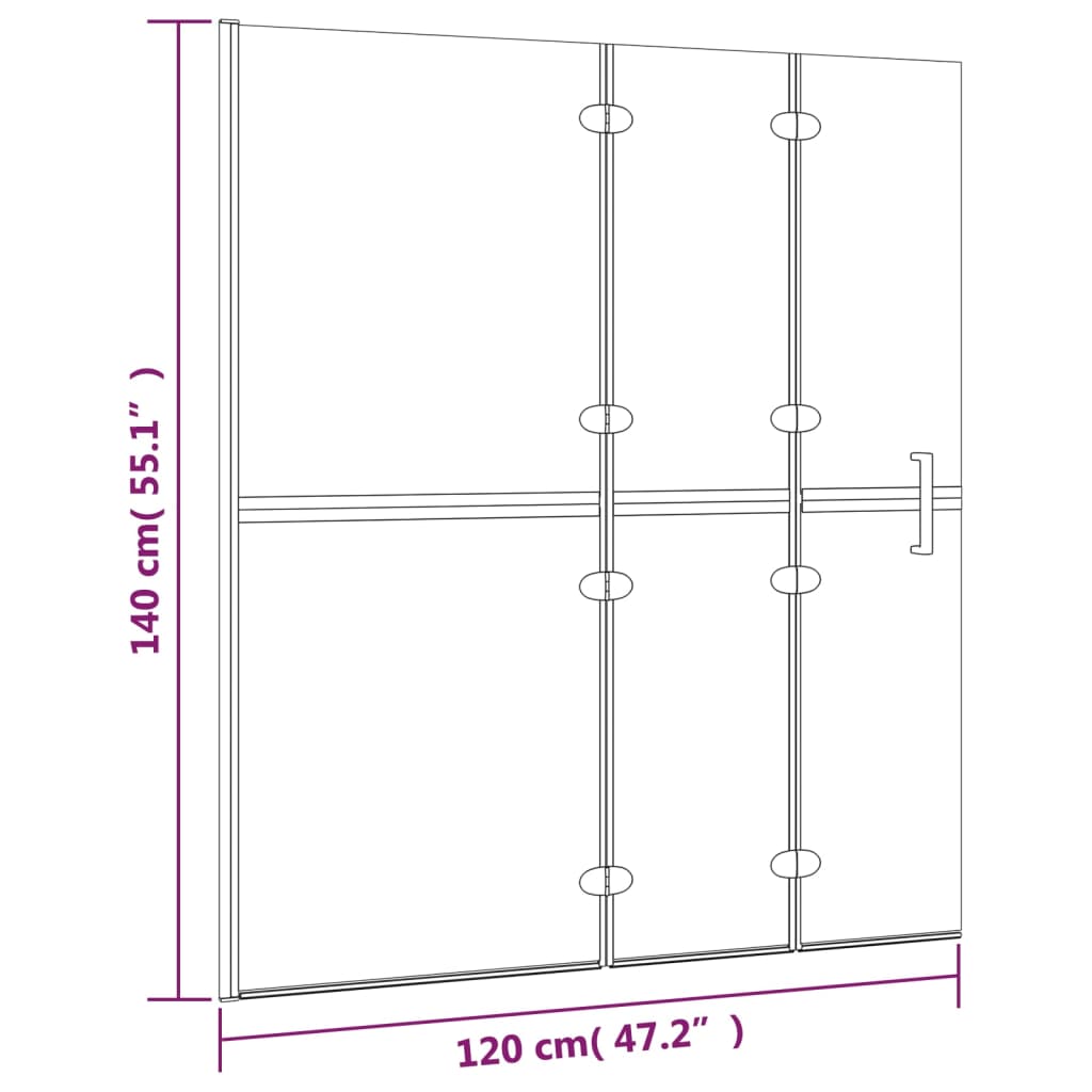 Foldable shower cubicle ESG 120x140 cm white